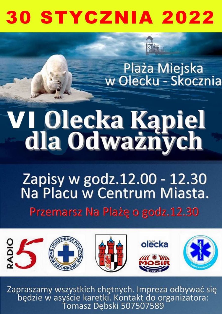 Plakat z datami i i opisem VI Olecka Kąpiel dla Odważnych