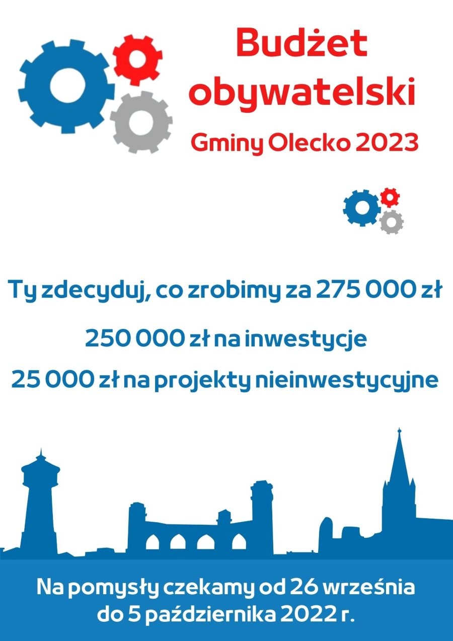 Zgłaszam - Głosuję – Korzystam Rusza nabór projektów w ramach Budżetu obywatelskiego gminy Olecko na 2023 rok.