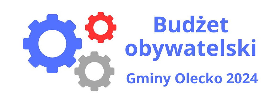Kolorowe koła zębate i napis Budżet Obywatelski 2024 Gminy Olecko.